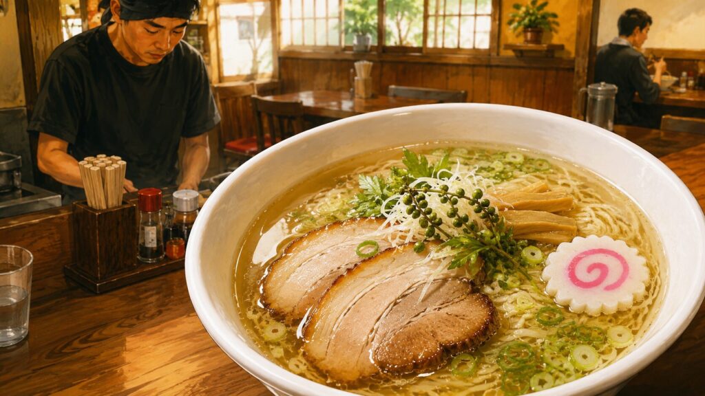 十日町市のまんぷく食堂でブドウ山椒の塩ラーメンを食べてきました