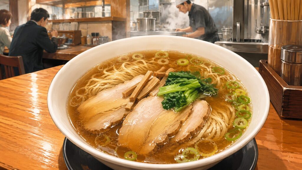 手打ちラーメン万太郎妻有SC店で煮干しラーメンを食べてきました