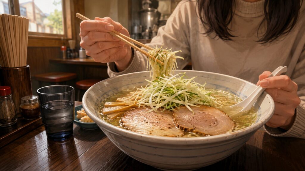 桜木屋花輪店でネギ塩ラーメンを食べてきました